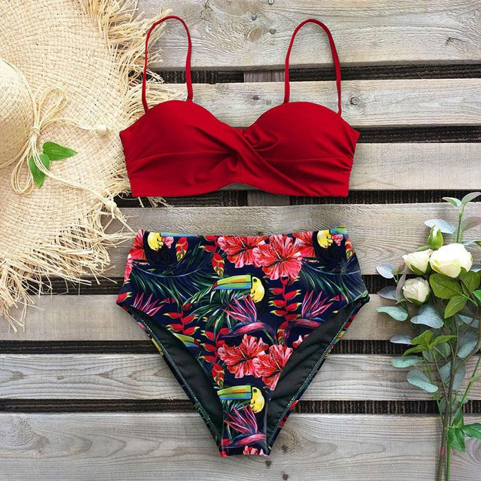 Bikini Female Swimsuit Women Swimwear Push Up Bikinis Set High Waist Swimming Suits Two Piece Set Women Swimsuit Solid Printed Bikini Push-Up Pad Swimwear Set Beachwear Ruffled Bathing Suit