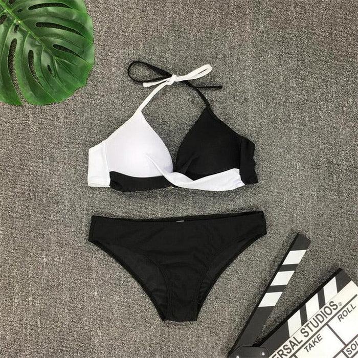 Bikini Pad Push Up Swimwear Women Swimsuit Bath Suit Bikini Set Beachwear Two Piece Costume Summer Bikini Women's Push Up Bathing Suits Swimsuits Halter Bandage Two Piece Bikini