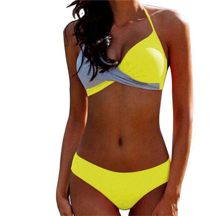 Bikini Pad Push Up Swimwear Women Swimsuit Bath Suit Bikini Set Beachwear Two Piece Costume Summer Bikini Women's Push Up Bathing Suits Swimsuits Halter Bandage Two Piece Bikini