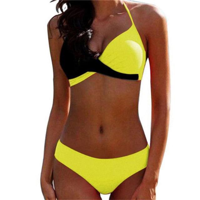 Bikini Pad Push Up Swimwear Women Swimsuit Bath Suit Bikini Set Beachwear Two Piece Costume Summer Bikini Women's Push Up Bathing Suits Swimsuits Halter Bandage Two Piece Bikini