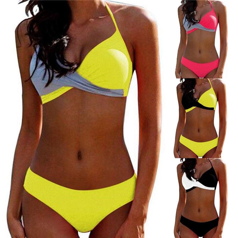 Bikini Pad Push Up Swimwear Women Swimsuit Bath Suit Bikini Set Beachwear Two Piece Costume Summer Bikini Women's Push Up Bathing Suits Swimsuits Halter Bandage Two Piece Bikini