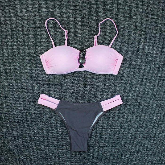 Bikini Push Up Swimwear  Bikini Set Pink Swimwear Women Micro Swimsuit Female Bandage Bikini Beach Wear Swimming Two-Piece Swimsuit Summer Swimsuit for Women