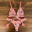 Bikini Set Women Swimwear Push Up Swimsuit Top Solid Bottom Print Bathing Suit Swim Wear Beach Women’s Floral Print Push-Up V-Wire Lettuce Bikini Set High Cut Spaghetti Straps Underwire Padded Swimsuit