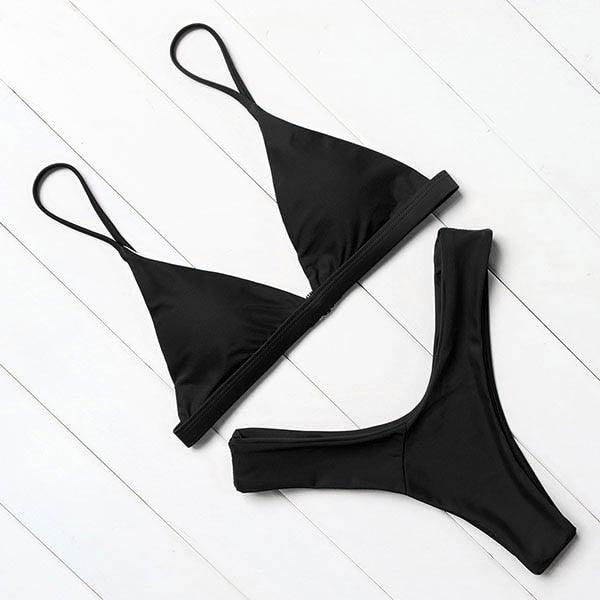 Bikini Swimwear Women Swimsuit Push Up Micro Bikinis Set Swimming Bathing Suit Beachwear Summer Thong Bottom Two Piece Bikini Double Shoulder Straps Cute Swimsuit Triangle Bathing  Bikini