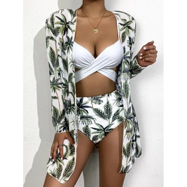 Bikini Women Push Up Swimsuit 3 Piece Bikini Set With Cover Up Women's Fashion 3 Piece Tie Dye Top Bikini Set Swimsuit Cover Up Skirt Swimwear Push Up Bather Swim Wear