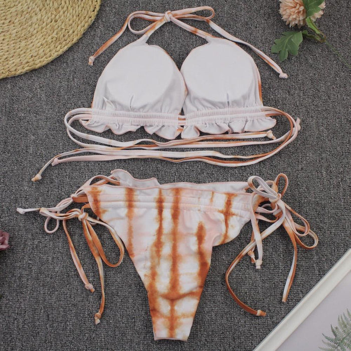 Bikini Women Push Up Swimsuit 3 Piece Bikini Set With Cover Up Women's Fashion 3 Piece Tie Dye Top Bikini Set Swimsuit Cover Up Skirt Swimwear Push Up Bather Swim Wear