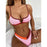 Bikinis Ribbed Swimwear Women's Swimsuit Push Up Bathing Suit Solid Patchwork High Cut Bikini Set Women Padded Push up Bikini Set Halter Two Piece Cross Top Swimsuit Patchwork Bathing Suit