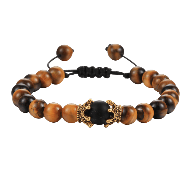 Black Lava Stone Crown Charm Tiger Eye Beads Bracelet For Men Women Braided Bracelets Handmade Adjustable Couple Distance Bracelets Lava Stone Beads Essential Oil Diffuser Adjustable Bracelet With King Queen Crown Charm