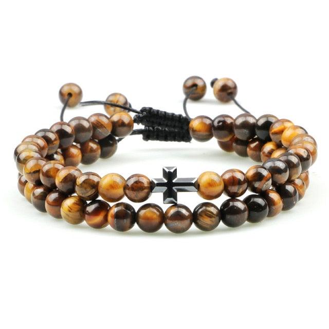 Black Lava Stone Crown Charm Tiger Eye Beads Bracelet For Men Women Braided Bracelets Handmade Adjustable Couple Distance Bracelets Lava Stone Beads Essential Oil Diffuser Adjustable Bracelet With King Queen Crown Charm