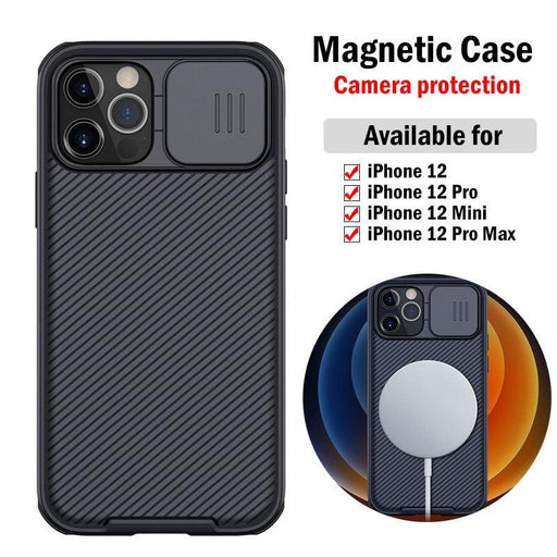 Black Magnetic Case for iPhone 12/12 Pro/12 Pro Max Case Camera Protection Cover Suitable for Wireless Charging Soft Edge Full Coverage Protection for iPhone