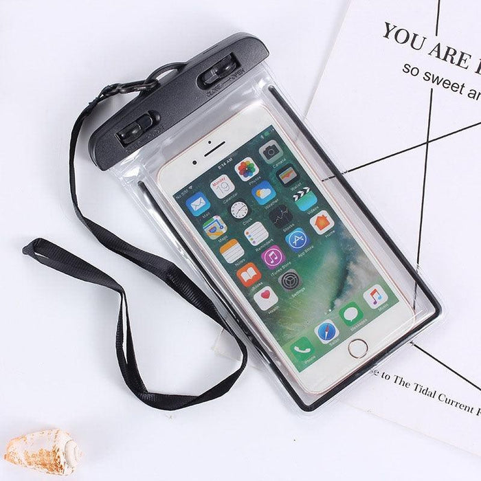 Black Universal Waterproof Phone Case Water Proof Bag Mobile Cover For iPhone 12 11 Pro Max 8 7 Waterproof Phone Bag Waterproof Phone Case With Lanyard for iPhone Case & Strap