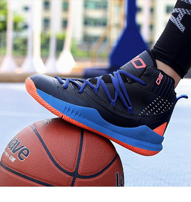 Blue Men High Quality Basketball Sneakers Boys Basket Shoes Autumn High Top Anti-Slip Outdoor Sports Shoes Trainer Professional Anti Slip Sports Sneakers