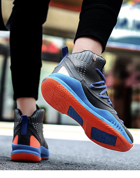 Blue Men High Quality Basketball Sneakers Boys Basket Shoes Autumn High Top Anti-Slip Outdoor Sports Shoes Trainer Professional Anti Slip Sports Sneakers