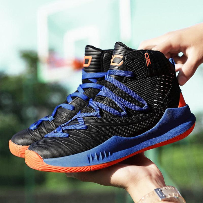 Blue Men High Quality Basketball Sneakers Boys Basket Shoes Autumn High Top Anti-Slip Outdoor Sports Shoes Trainer Professional Anti Slip Sports Sneakers