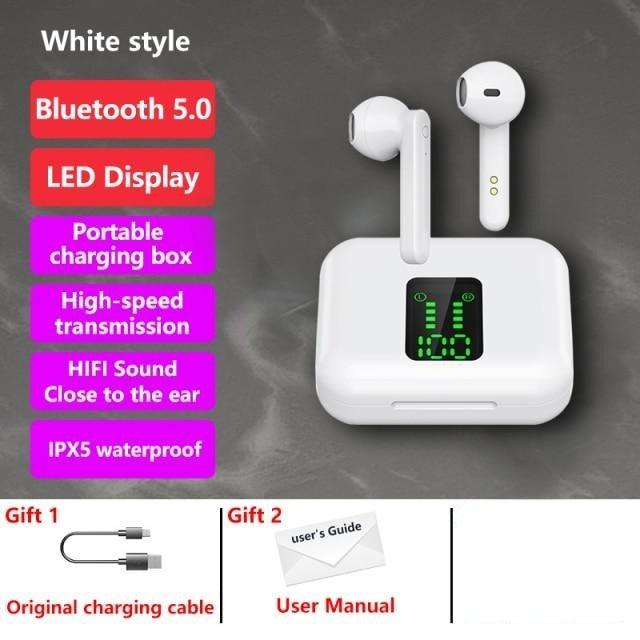 Bluetooth 5.1 Wireless Headphones  Waterproof Sports Workout Earphones With Microphone Bluetooth In Ear Headphones Wireless Headset Quality Deep Bass Soft Earmuffs  Light Weight Built-in Microphone Charging Box 3500mAh