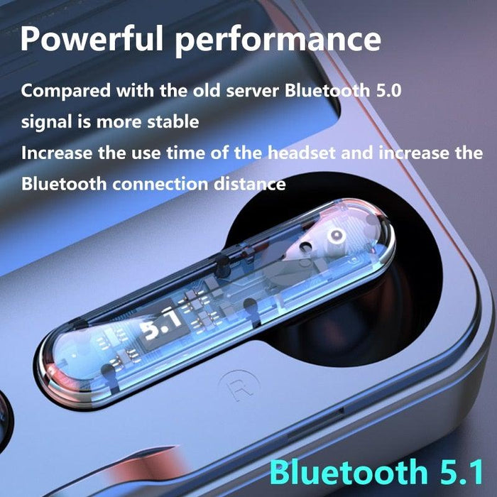 Bluetooth 5.1 Wireless Headphones  Waterproof Sports Workout Earphones With Microphone Bluetooth In Ear Headphones Wireless Headset Quality Deep Bass Soft Earmuffs  Light Weight Built-in Microphone Charging Box 3500mAh