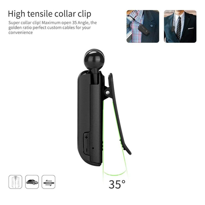 Business Black Wireless Bluetooth Collar Clip Headset Sport Driver Vibration Earphone Clip Bluetooth MP3 Player Sports Headphones Wireless Wearable Music Player For Running Gym