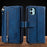 Business Blue New Cards Flip Leather Case For iPhone 14 13 12 11 Pro Max 10 X 6 6s 7 8 Plus XR XS Max Multifunctional Wallet Phone Case  Multi-Card Wallet Leather iphone Case