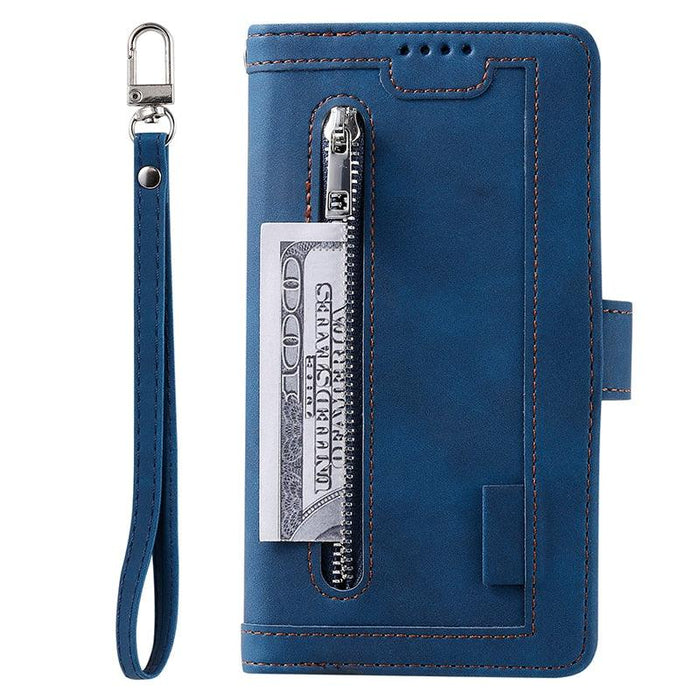 Business Blue New Cards Flip Leather Case For iPhone 14 13 12 11 Pro Max 10 X 6 6s 7 8 Plus XR XS Max Multifunctional Wallet Phone Case  Multi-Card Wallet Leather iphone Case