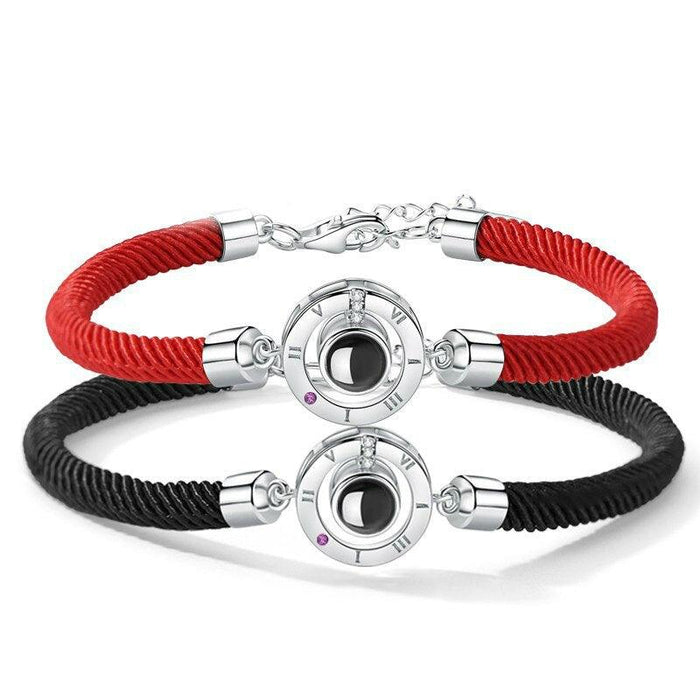 Charming 100 Languages Couple Bracelets Braided Rope Bracelet Jewelry Bangle Bracelet Women Red/Black Braided Rope Couple Bracelet Him And Her Matching Bracelet For Boyfriend Girlfriend Best Friends Valentines Gifts