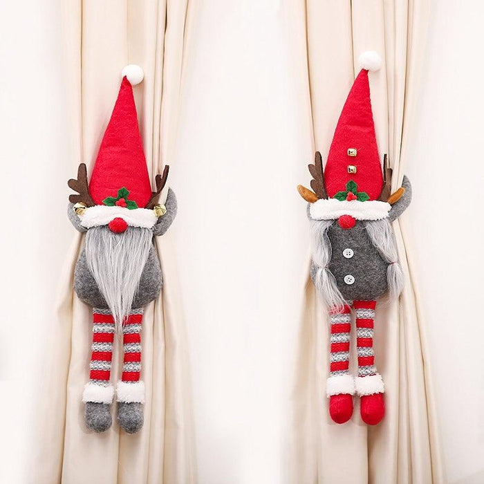 Christmas Plaid Curtain Buckle Santa Snowman Curtain Tiebacks Tie Rope Christmas Decor Curtain Buckle Bandage Curtain Tieback Santa Curtain Buckle Tieback Curtain Holder Fastener Doll Wine Bottle Topper For Home Window Decorations Christmas Ornaments