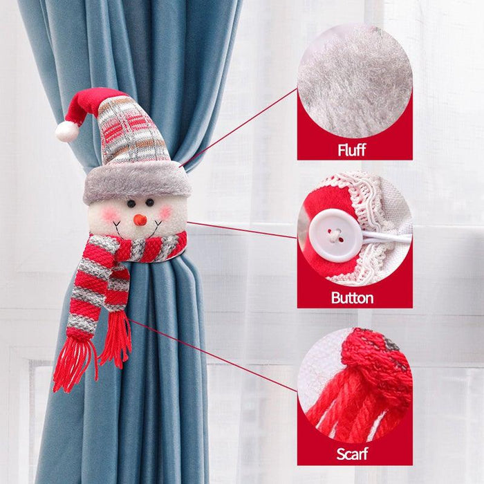 Christmas Plaid Curtain Buckle Santa Snowman Curtain Tiebacks Tie Rope Christmas Decor Curtain Buckle Bandage Curtain Tieback Santa Curtain Buckle Tieback Curtain Holder Fastener Doll Wine Bottle Topper For Home Window Decorations Christmas Ornaments