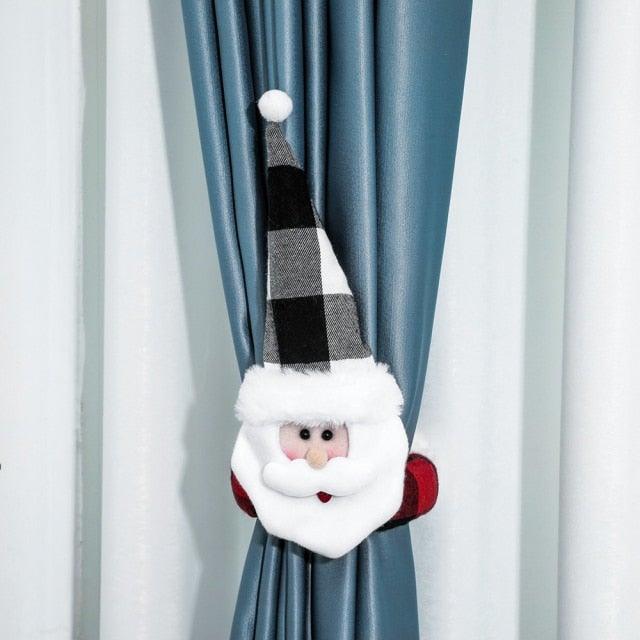 Christmas Plaid Curtain Buckle Santa Snowman Curtain Tiebacks Tie Rope Christmas Decor Curtain Buckle Bandage Curtain Tieback Santa Curtain Buckle Tieback Curtain Holder Fastener Doll Wine Bottle Topper For Home Window Decorations Christmas Ornaments