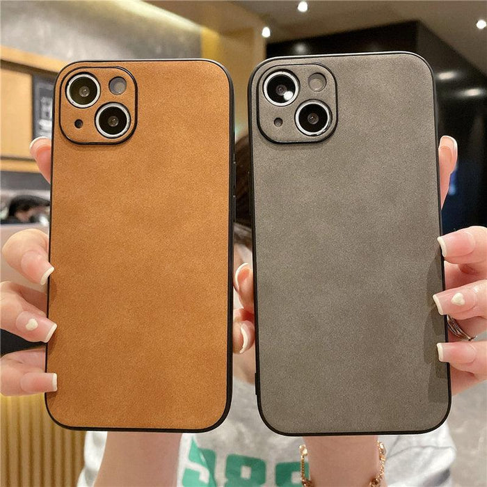 Classic Leather Case for iPhone Matte Texture Leather Phone Case For iPhone 13 12 11 Pro Max XS Max XR X 7 8 Plus 14Pro Luxury Shockproof Bumper Soft Back Cover