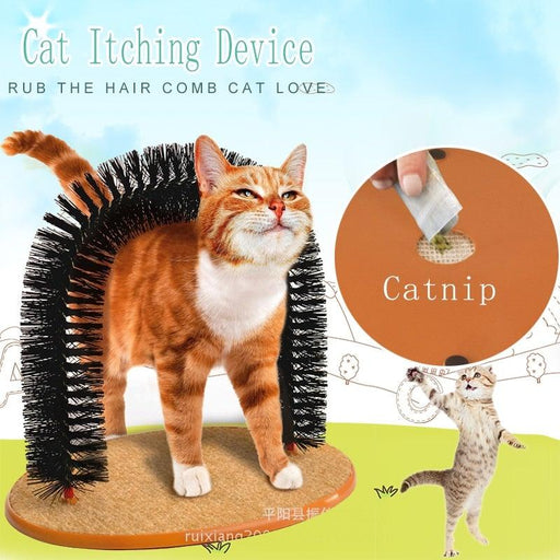 Comfortable Arch Cats Massager Pet Cat Itching Grooming Supplies Round Fleece Base Kitten Toy Scratching Device Brush For Cat Arch Self Grooming and Massaging Brush Toy Pet Scratcher Pads Hair Cleaner - STEVVEX Pet - 126, animal toys, cat soft brush, cat soft toy, cat toy, cat toys, cats, cats tools, Cats Toys Fun, funny playing cats toys, kiten playing gadgets, kiten playing toys, kitten soft toys, kitten toys, massage toys, playing cat toy, playing toy - Stevvex.com