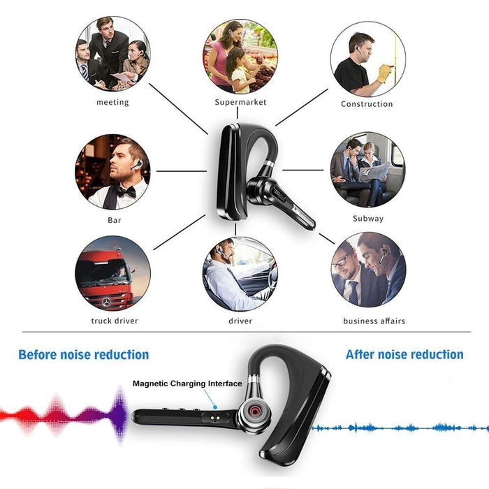 Comfortable Bluetooth Earpiece Wireless Earphone Bluetooth 5.0 Handsfree Earpiece Noise Cancelling HiFi Headset With Dual HD Mic For All Smart Phones Ear Wireless Bluetooth Sport Lightweight Headphones With Case Standby Time For Business Workout Driving