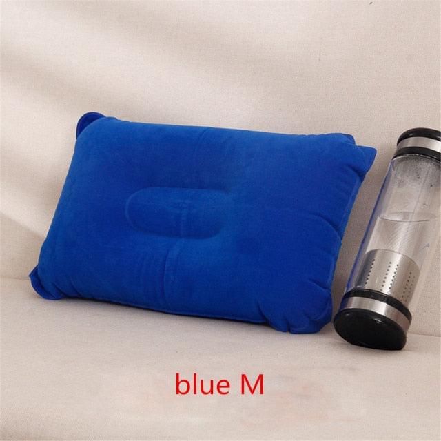 Convenient Ultralight Inflatable PVC Nylon Air Pillow Sleep Cushion Travel Bedroom Hiking Beach Car Plane Head Rest Support Inflatable Camping Travel Pillows Ultralight Inflatable Pillow Small Squared Flocked Fabric Air Pillow for Hiking Camping Traveling