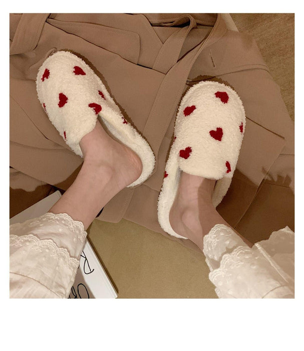 Cotton Slippers Women's Autumn Winter Fashion Style Plush Indoor Warm Women's Shoes Warm Slippers Memory Foam Cotton Home Slippers Soft Plush House Heart Cute Design Slippers