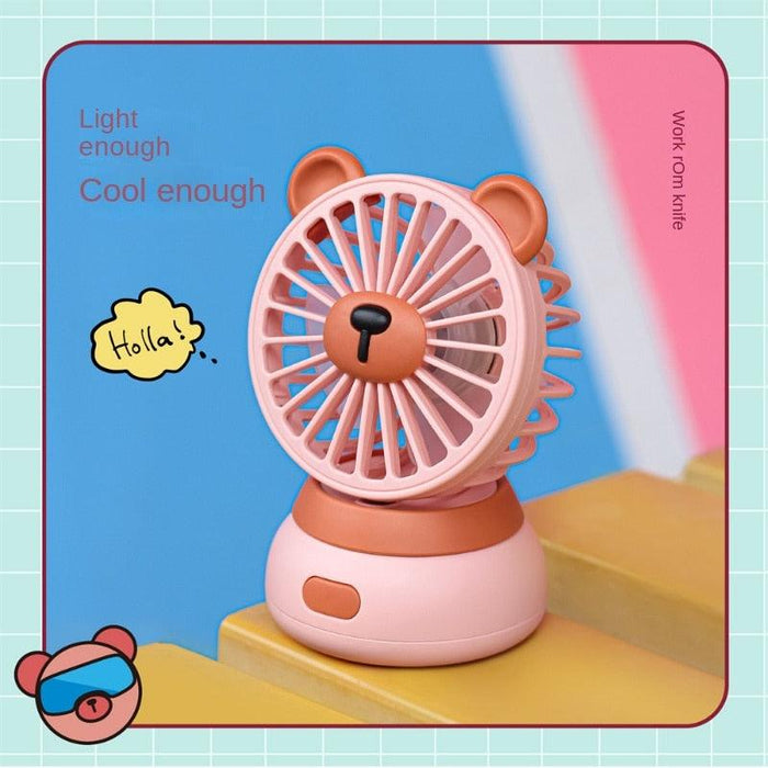 Creative Cartoon Bear Desktop Mini Fans Big Wind Desktop Portable USB Charging Handheld Fan Portable Air Conditioning Handheld Cooling Fan Charging Usb Fan Portable Handheld Fan