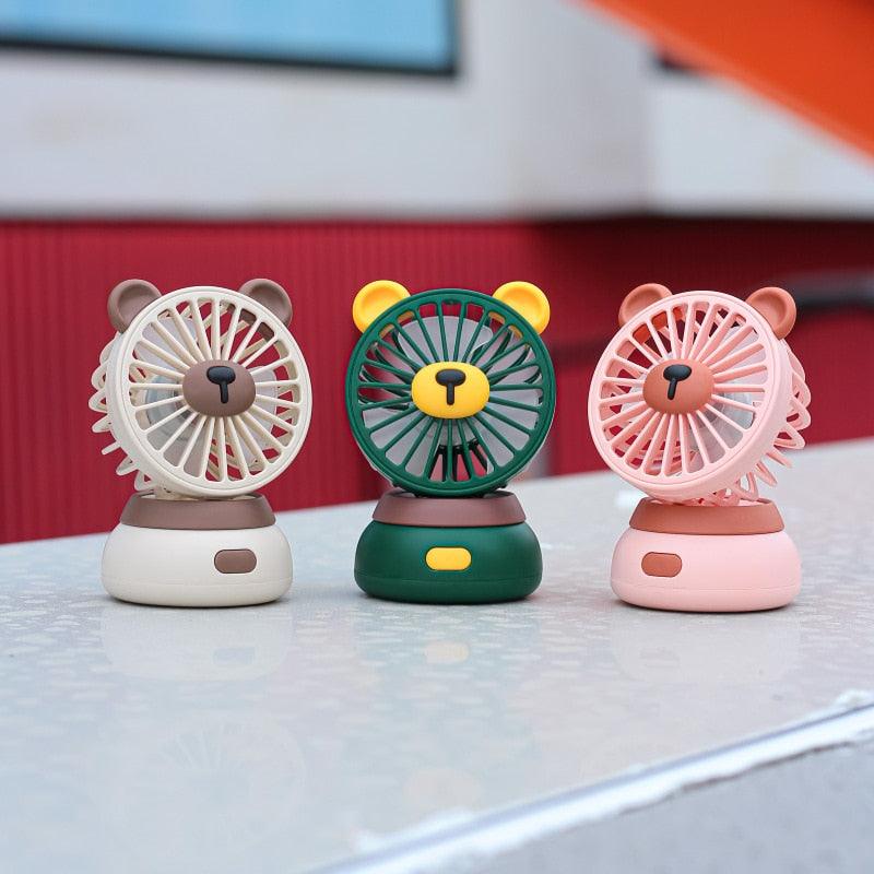 Creative Cartoon Bear Desktop Mini Fans Big Wind Desktop Portable USB Charging Handheld Fan Portable Air Conditioning Handheld Cooling Fan Charging Usb Fan Portable Handheld Fan