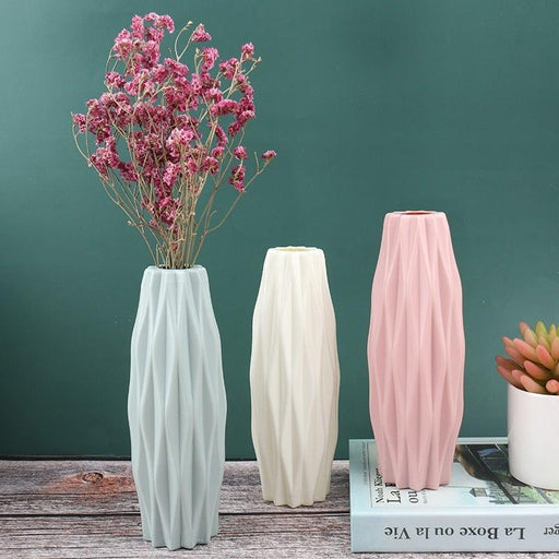 Creative Flower Vase White Imitation Ceramic Flower Pot Home Decor Plastic Vase Centerpieces and Events Ornamnet Decoration For Wedding Home Office Party Hotel Yard  Restaurant Patio Festive Furnishing