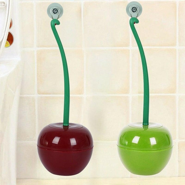 Creative Lovely Cherry Shape Lavatory Brush Toilet Brush And Holder Set Cleaning Bathroom Toilet Accessories Cherry Shape Toilet Brush Standing Toilet Brush Set  Compact Household Bathroom Cherry Toilet Brush