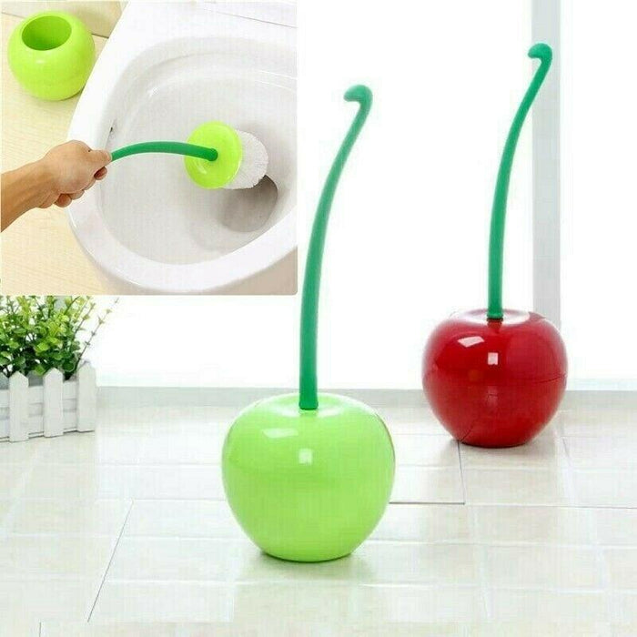 Creative Lovely Cherry Shape Lavatory Brush Toilet Brush And Holder Set Cleaning Bathroom Toilet Accessories Cherry Shape Toilet Brush Standing Toilet Brush Set  Compact Household Bathroom Cherry Toilet Brush