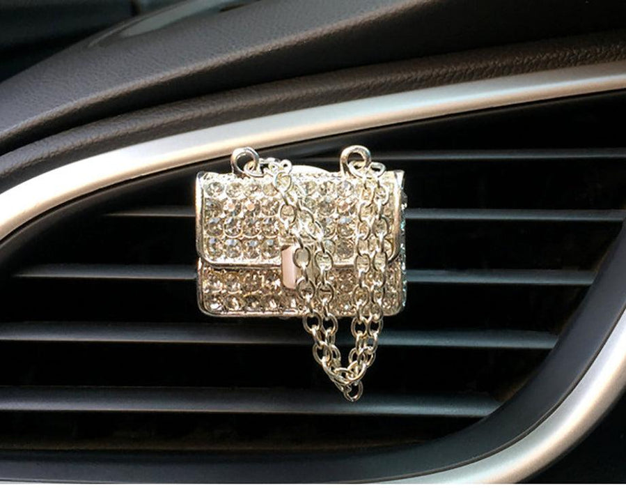 Crystal Bling Sparking Car Fragrance Diffuser Air Freshener Bling Car Accessories Girls Purse High Heel Car Air Freshener Auto Outlet Perfume Clip Car Scent Diffuser Elegant Perfume Clip Diamond Crown Car Aromatherapy Car Decoration