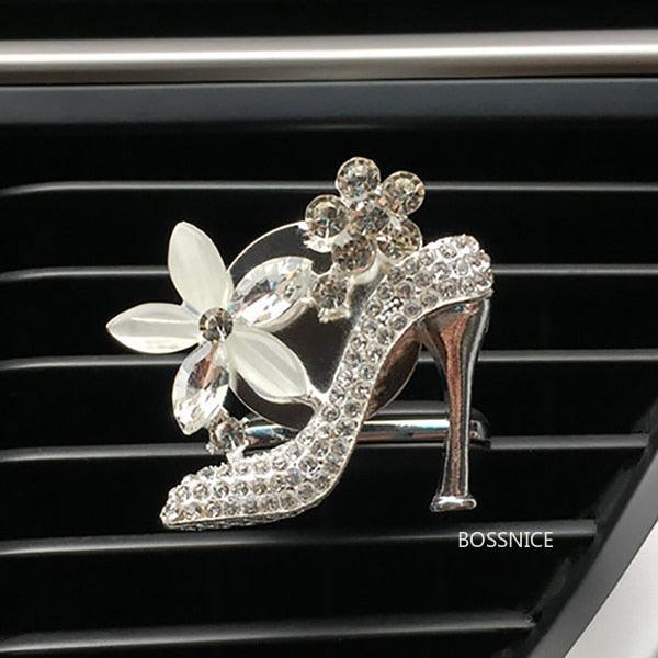 Crystal Bling Sparking Car Fragrance Diffuser Air Freshener Bling Car Accessories Girls Purse High Heel Car Air Freshener Auto Outlet Perfume Clip Car Scent Diffuser Elegant Perfume Clip Diamond Crown Car Aromatherapy Car Decoration