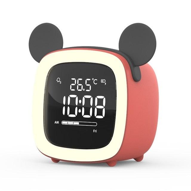 Cut Digital Alarm Clock Cartoon Night Light Desk Alarm Clock Cute Toddler Alarm Clock Dimming Sleep Training Clock with Night Light Kids Wake Up Clock USB Rechargeable Easy Setting Kids Clocks for Bedrooms Rechargeable Battery Christmas gift for Kids