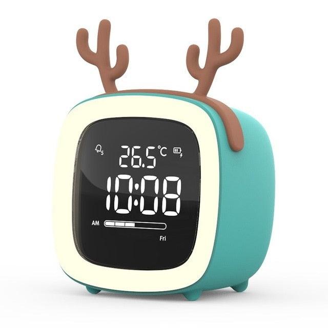 Cut Digital Alarm Clock Cartoon Night Light Desk Alarm Clock Cute Toddler Alarm Clock Dimming Sleep Training Clock with Night Light Kids Wake Up Clock USB Rechargeable Easy Setting Kids Clocks for Bedrooms Rechargeable Battery Christmas gift for Kids