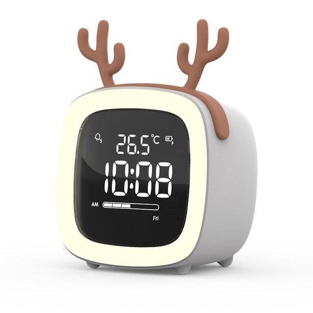 Cut Digital Alarm Clock Cartoon Night Light Desk Alarm Clock Cute Toddler Alarm Clock Dimming Sleep Training Clock with Night Light Kids Wake Up Clock USB Rechargeable Easy Setting Kids Clocks for Bedrooms Rechargeable Battery Christmas gift for Kids