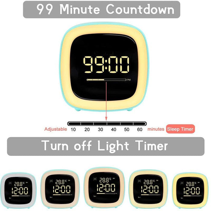 Cut Digital Alarm Clock Cartoon Night Light Desk Alarm Clock Cute Toddler Alarm Clock Dimming Sleep Training Clock with Night Light Kids Wake Up Clock USB Rechargeable Easy Setting Kids Clocks for Bedrooms Rechargeable Battery Christmas gift for Kids