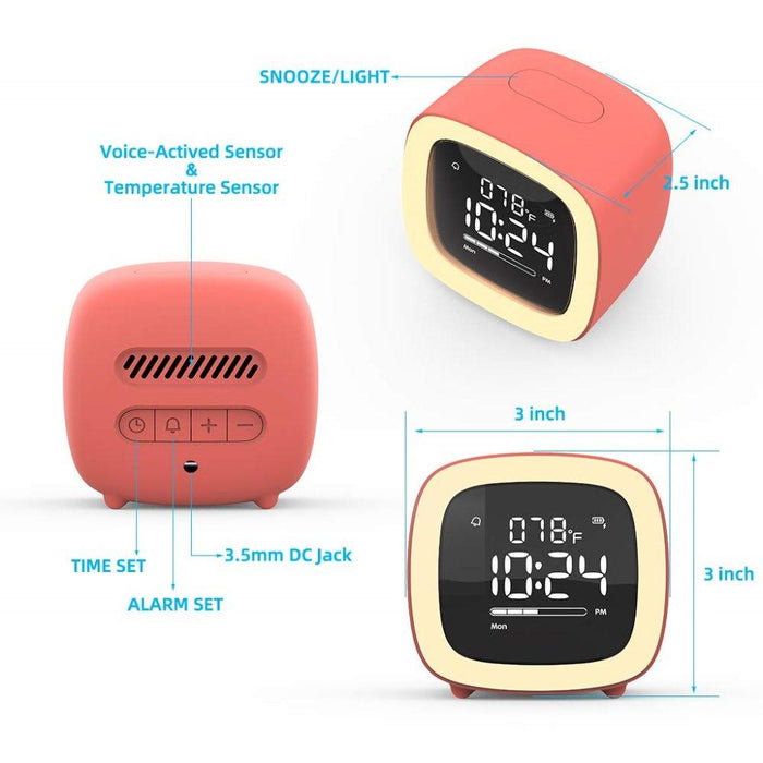 Cut Digital Alarm Clock Cartoon Night Light Desk Alarm Clock Cute Toddler Alarm Clock Dimming Sleep Training Clock with Night Light Kids Wake Up Clock USB Rechargeable Easy Setting Kids Clocks for Bedrooms Rechargeable Battery Christmas gift for Kids