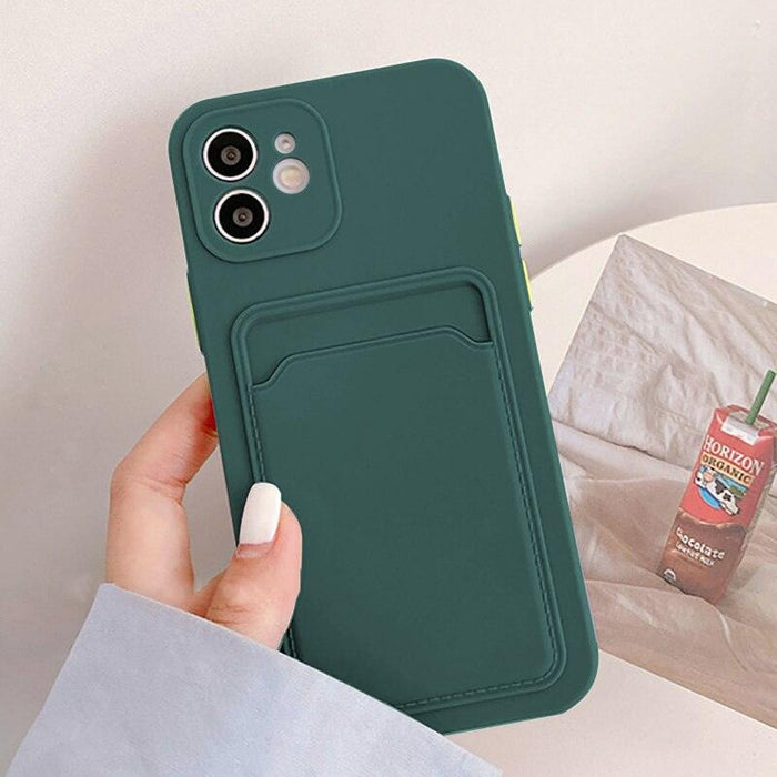 Cute Card Holder Silicone Case Compatible with iPhone Case Wallet Card Phone Case For iphone 13 14 Pro Max Mini Silicone Card Holder Slim Fit Thin Protective Cover