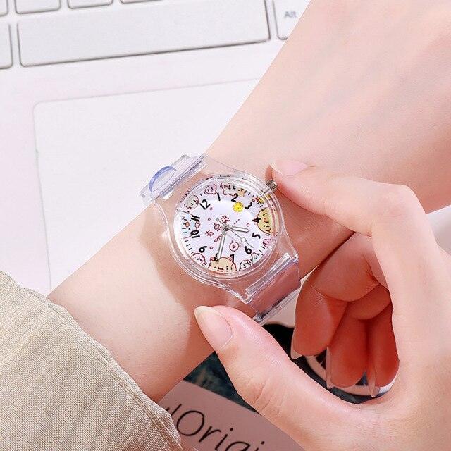 Cute Childrens Analog Transparent Watchband New Fashion Small Lightweight Watch Fresh And Simple Girls Quartz Watch Sport Simple Casual Quartz Wristwatch For Women Ladies Girls