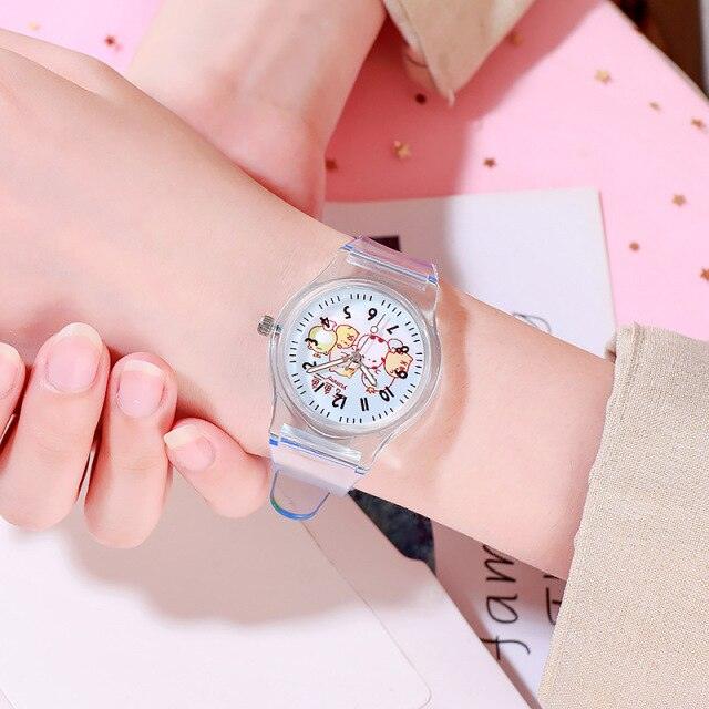 Cute Childrens Analog Transparent Watchband New Fashion Small Lightweight Watch Fresh And Simple Girls Quartz Watch Sport Simple Casual Quartz Wristwatch For Women Ladies Girls