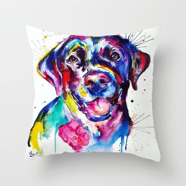 Cute Dog Peachskin Pillowcase Cover Kids Gift  Animals Puppy Pet Dog Painting Cotton Linen Throw Pillow Case Cushion Cover Square Animal Pillow Covers Home Decor Pillows Covers Pillowcase 45x45CM