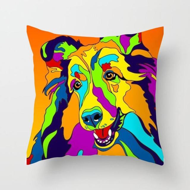 Cute Dog Peachskin Pillowcase Cover Kids Gift  Animals Puppy Pet Dog Painting Cotton Linen Throw Pillow Case Cushion Cover Square Animal Pillow Covers Home Decor Pillows Covers Pillowcase 45x45CM