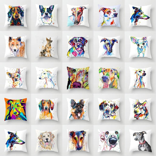 Cute Dog Peachskin Pillowcase Cover Kids Gift  Animals Puppy Pet Dog Painting Cotton Linen Throw Pillow Case Cushion Cover Square Animal Pillow Covers Home Decor Pillows Covers Pillowcase 45x45CM